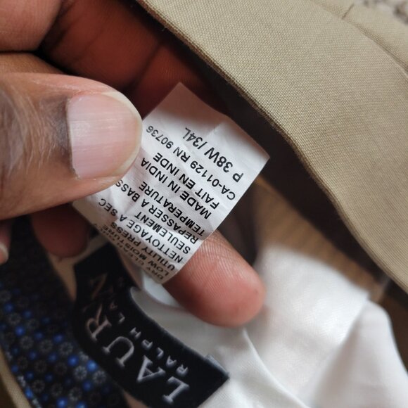 Lauren Ralph Lauren Mens Dress Pants Mens 38x34 Wool Blend Tan High Performance - Picture 3 of 7